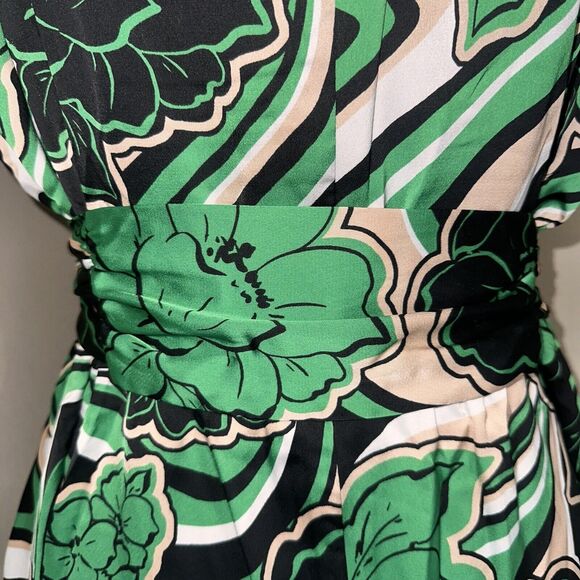 NWT Anne Klein Floral Green Black White Belted Midi Dress Women's Size 4 $139 - Picture 10 of 15